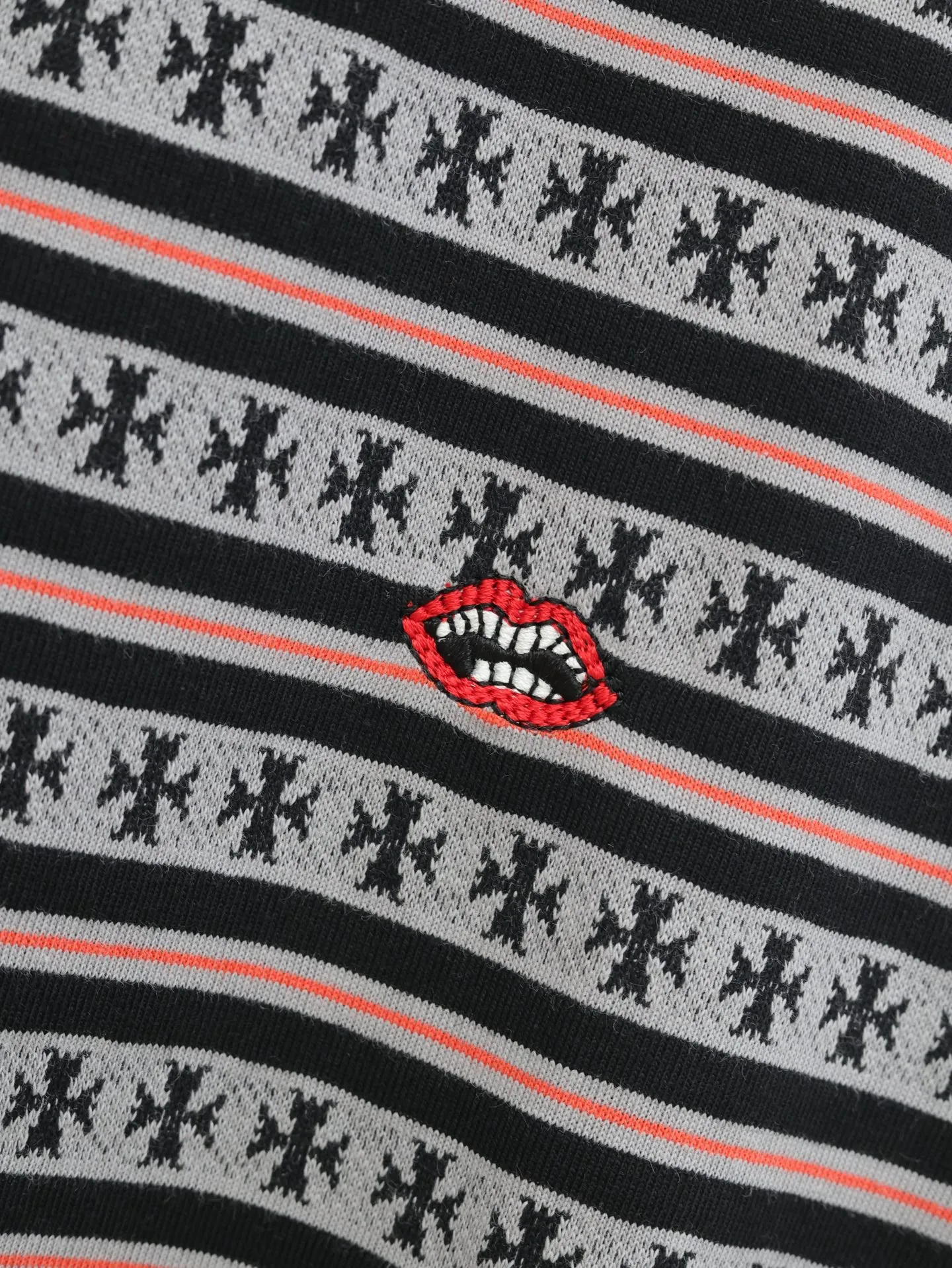🅿️290 Come Hearts*/Cro Hearts 25 spring and summer new yarn-dyed all-over printed striped knitted round neck short sleeves Size: S/M/L